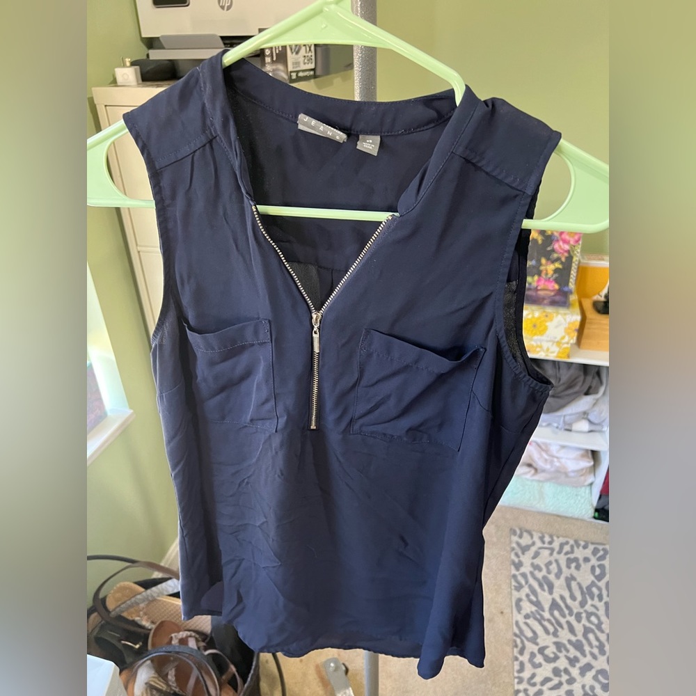 Navy 3/4 Zip Tank Top